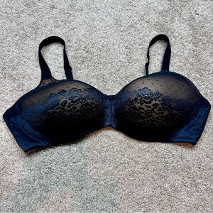 Soma Black Floral Lace Stunning Support Underwire Lined Balconette Bra